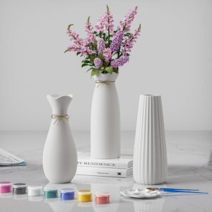 White Ceramic Vase of 3 Pcs